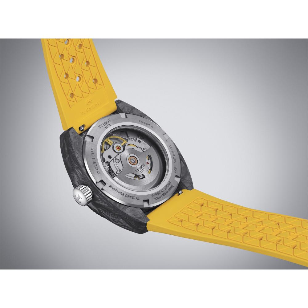 TISSOT Sideral S Powermatic 80 41mm Yellow Rubber Strap T145.407.97.057.00