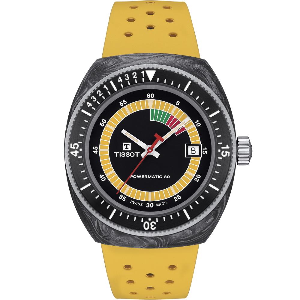 TISSOT Sideral S Powermatic 80 41mm Yellow Rubber Strap T145.407.97.057.00