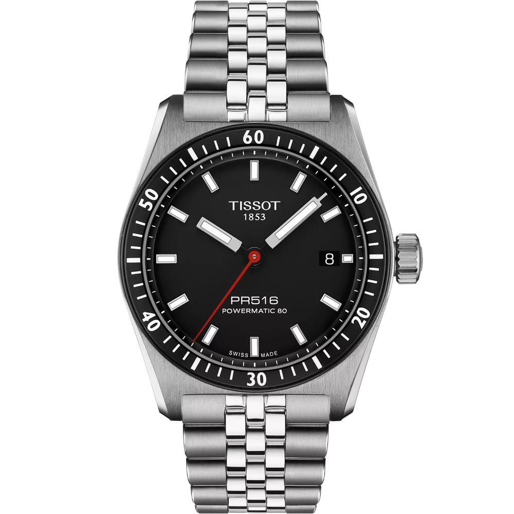 TISSOT PR516 Powermatic 80 Black Dial 38mm Silver Stainless Steel Bracelet T149.417.11.051.00