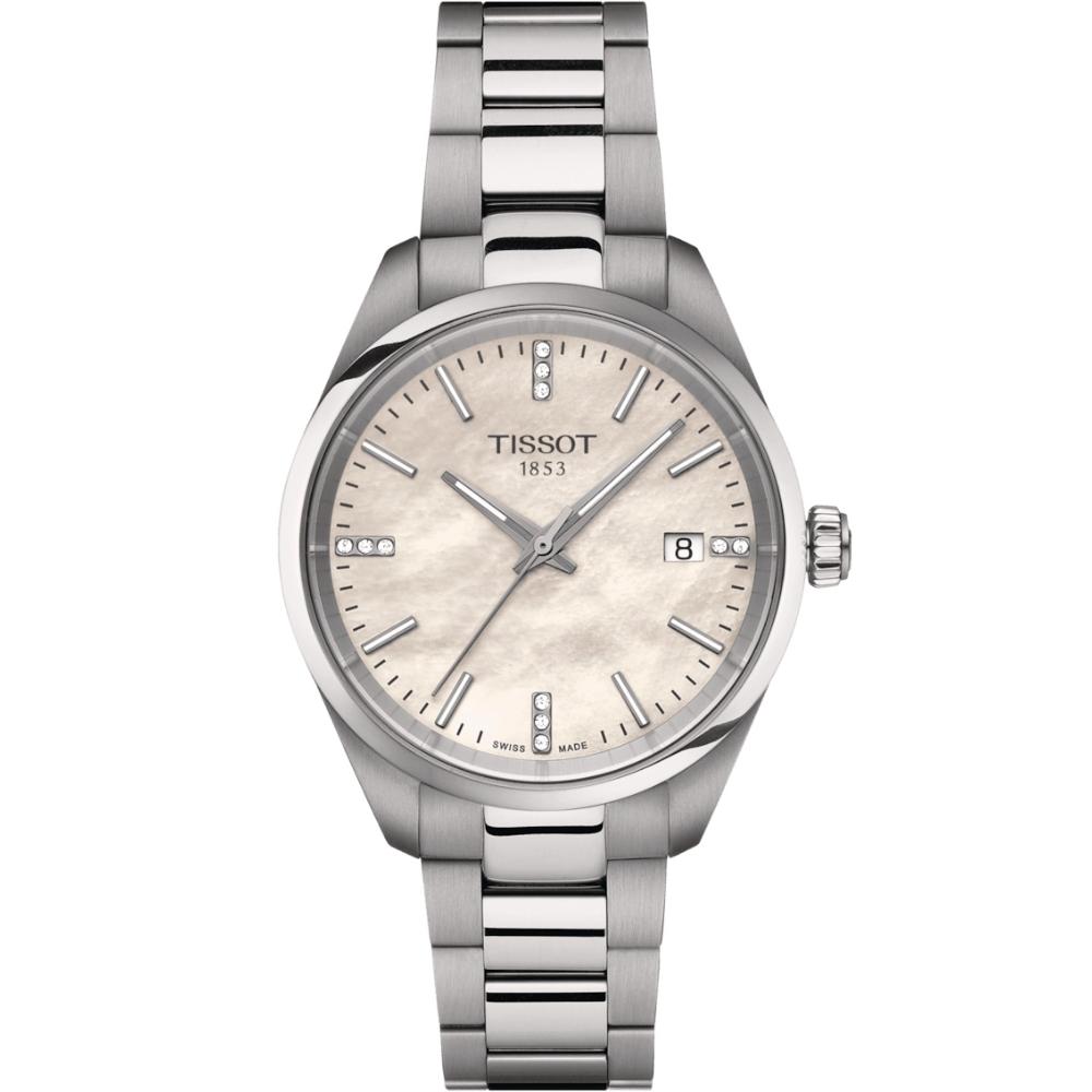 TISSOT PR 100 White Pearl Dial with Diamonds 34mm Silver Stainless Steel Bracelet T150.210.11.116.00