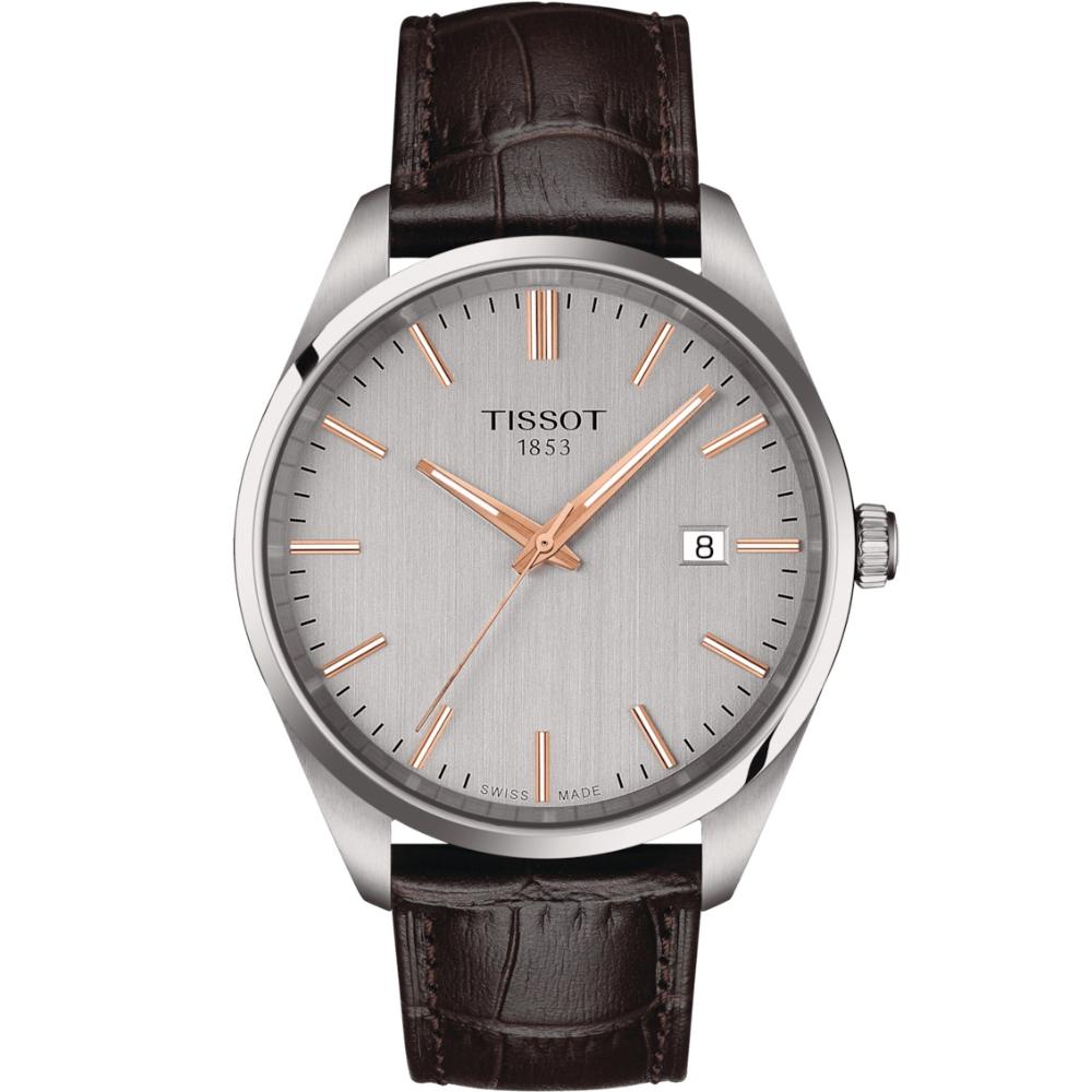 TISSOT PR 100 Silver Dial 40mm Silver Stainless Steel Brown Leather Strap T150.410.16.031.00