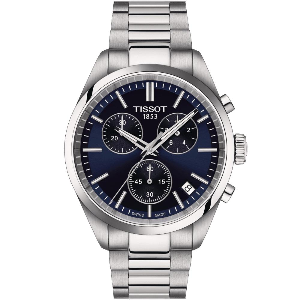 TISSOT PR 100 Chronograph Blue Dial 40mm Silver Stainless Steel Bracelet T150.417.11.041.00