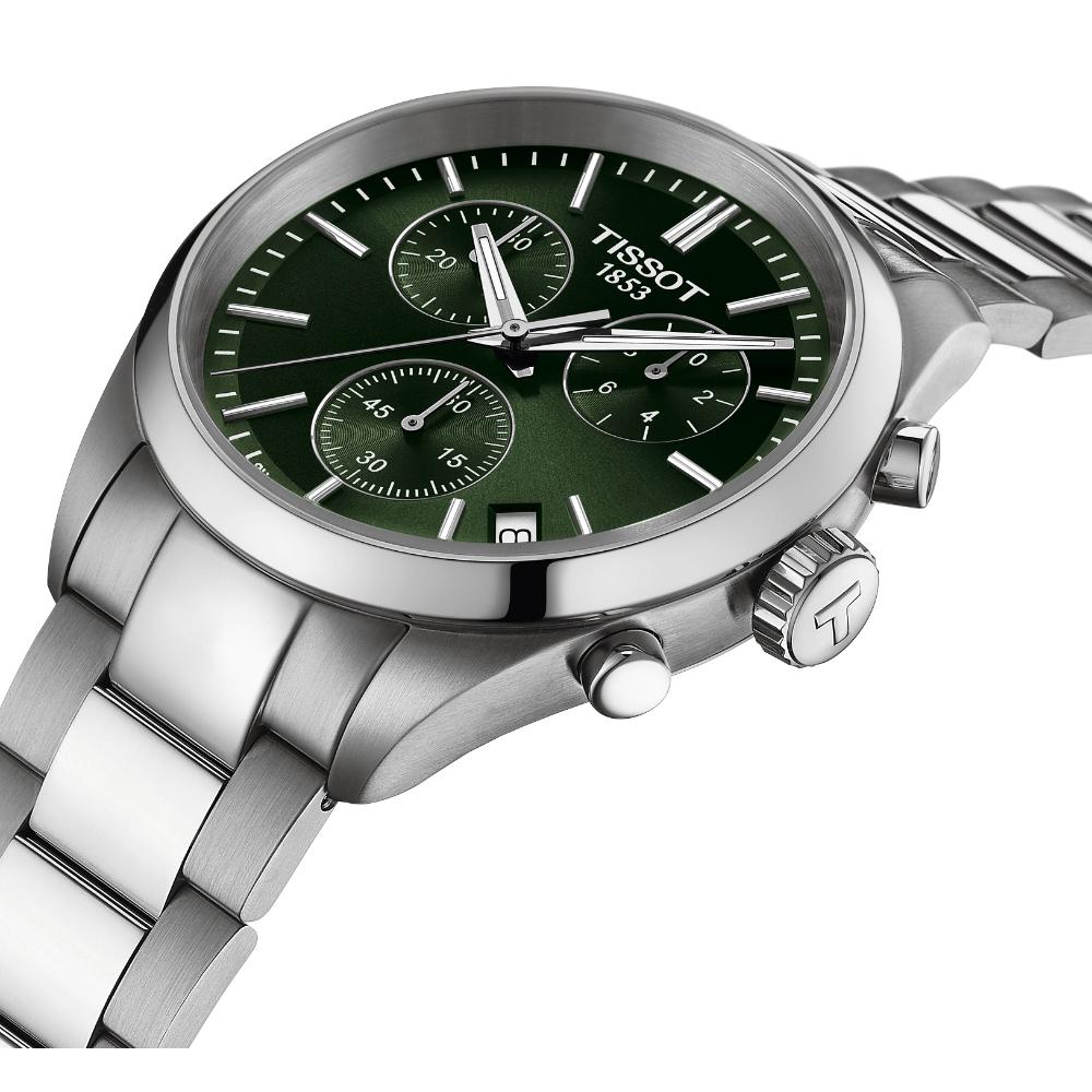 TISSOT PR 100 Chronograph Green Dial 40mm Silver Stainless Steel Bracelet T150.417.11.091.00