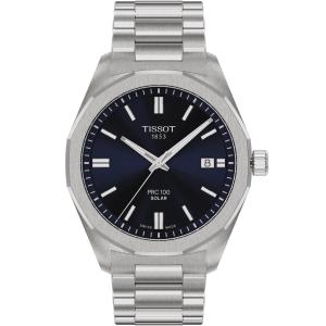 TISSOT PRC 100 Solar Quartz Blue Dial 39mm Silver Stainless Steel Bracelet T151.422.11.041.00 - 60128