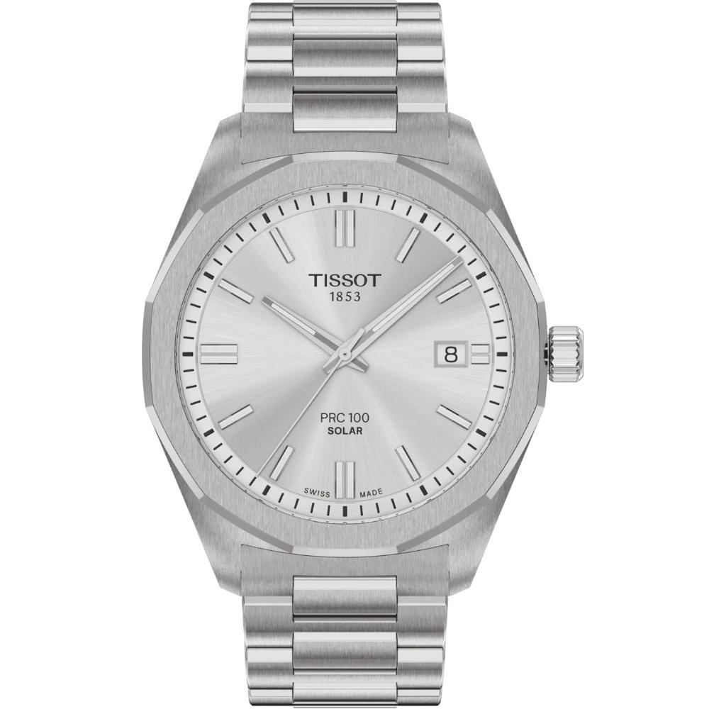TISSOT PRC 100 Solar Quartz Silver Dial 39mm Silver Stainless Steel Bracelet T151.422.11.031.00