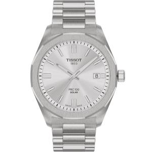 TISSOT PRC 100 Solar Quartz Silver Dial 39mm Silver Stainless Steel Bracelet T151.422.11.031.00 - 60114