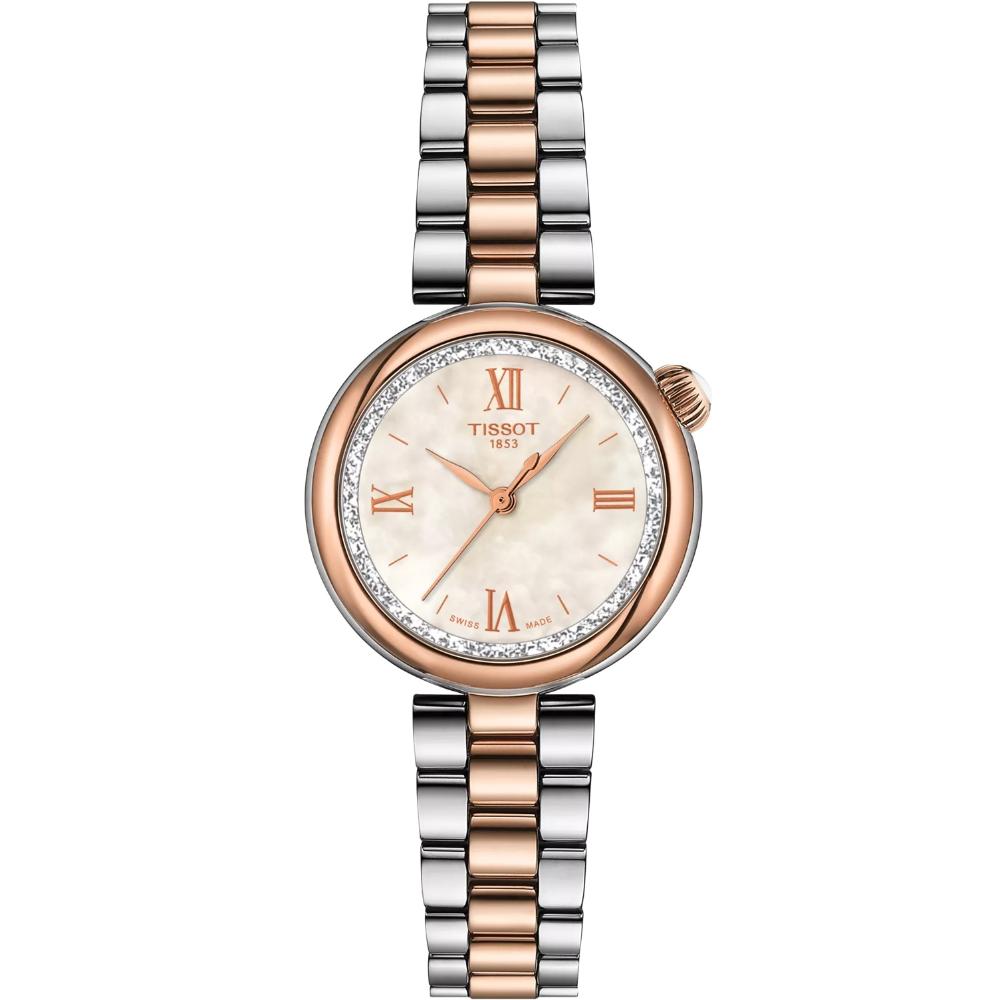 TISSOT Desir White Pearl Dial 28mm Two Tone Rose Gold Stainless Steel Bracelet T152.010.22.118.00