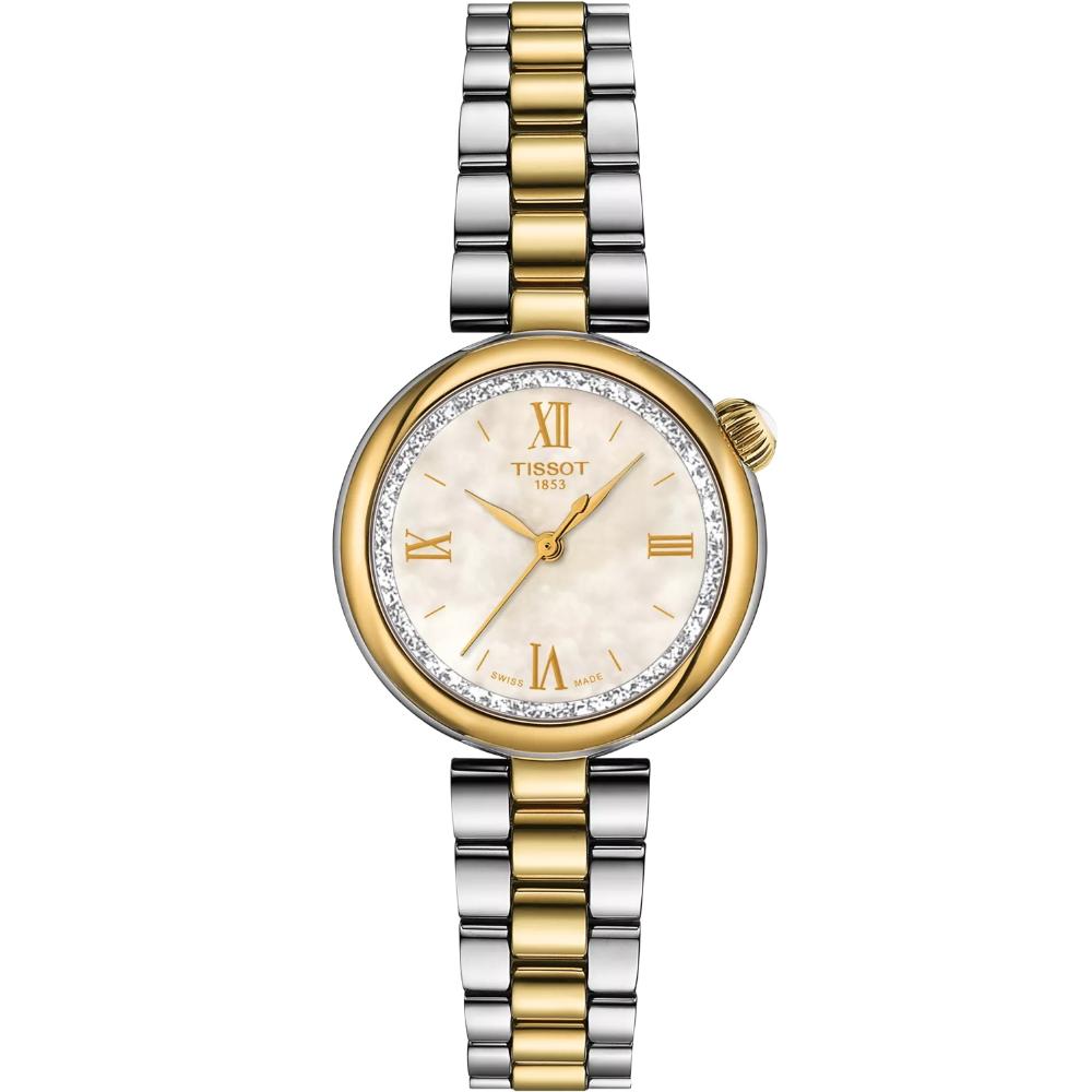 TISSOT Desir White Pearl Dial 28mm Two Tone Gold Stainless Steel Bracelet T152.010.22.118.01