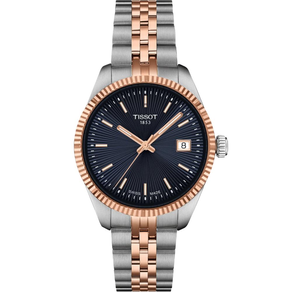 TISSOT Ballade Blue Dial 34mm Two Tone Rose Gold Stainless Steel Bracelet T156.210.22.041.00