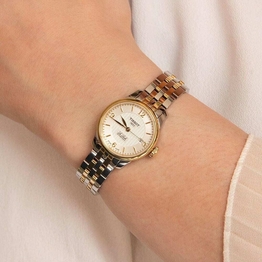 TISSOT Le Locle Automatic Lady's White Dial 25.3mm Two Tone Gold Stainless Steel Bracelet T41.2.183.34