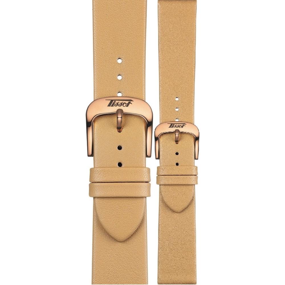 TISSOT Official Visodate 20-18mm Champagne Leather Strap with Rose Gold Hardware T600042752