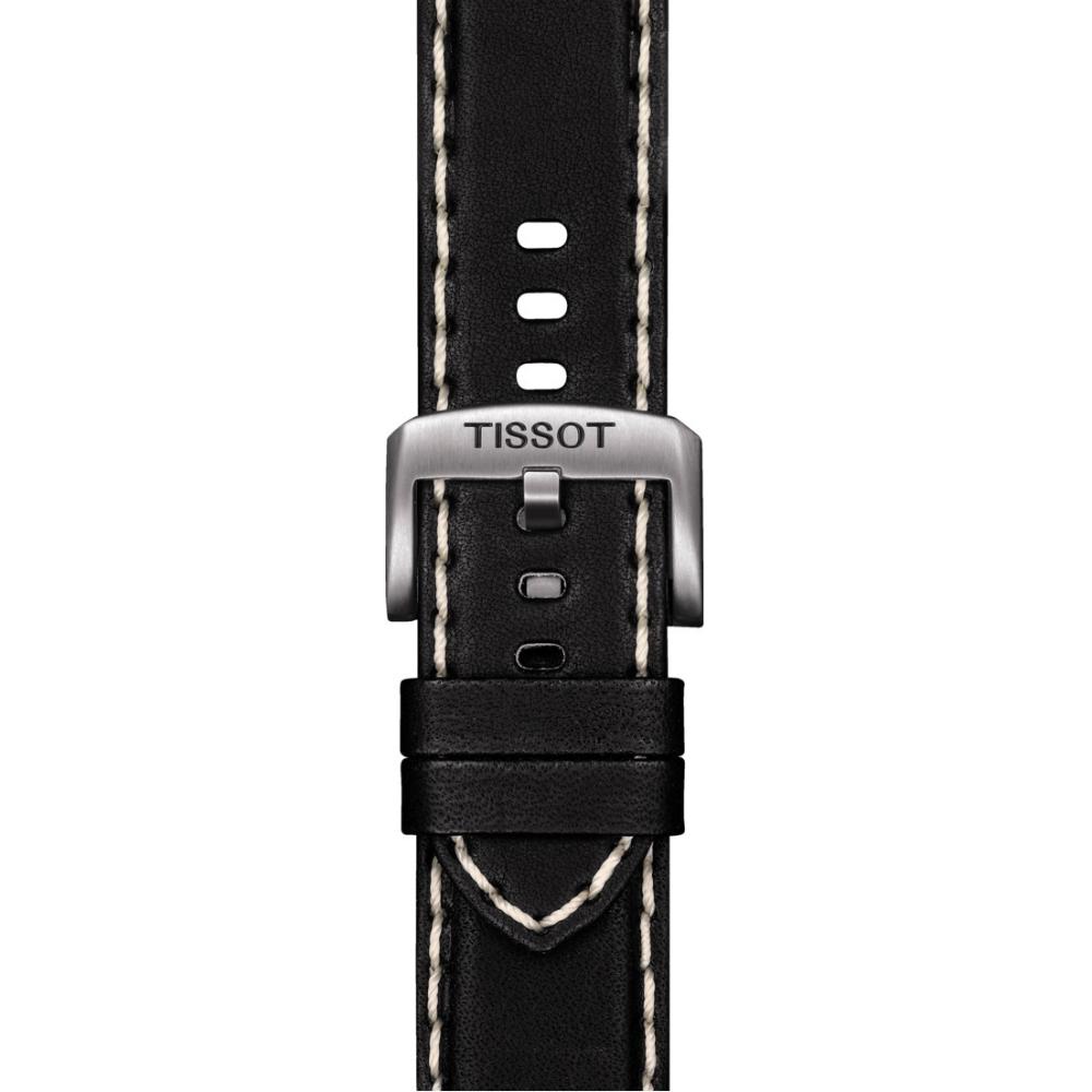 TISSOT Official Strap 22mm Black Leather Silver Hardware T600044982