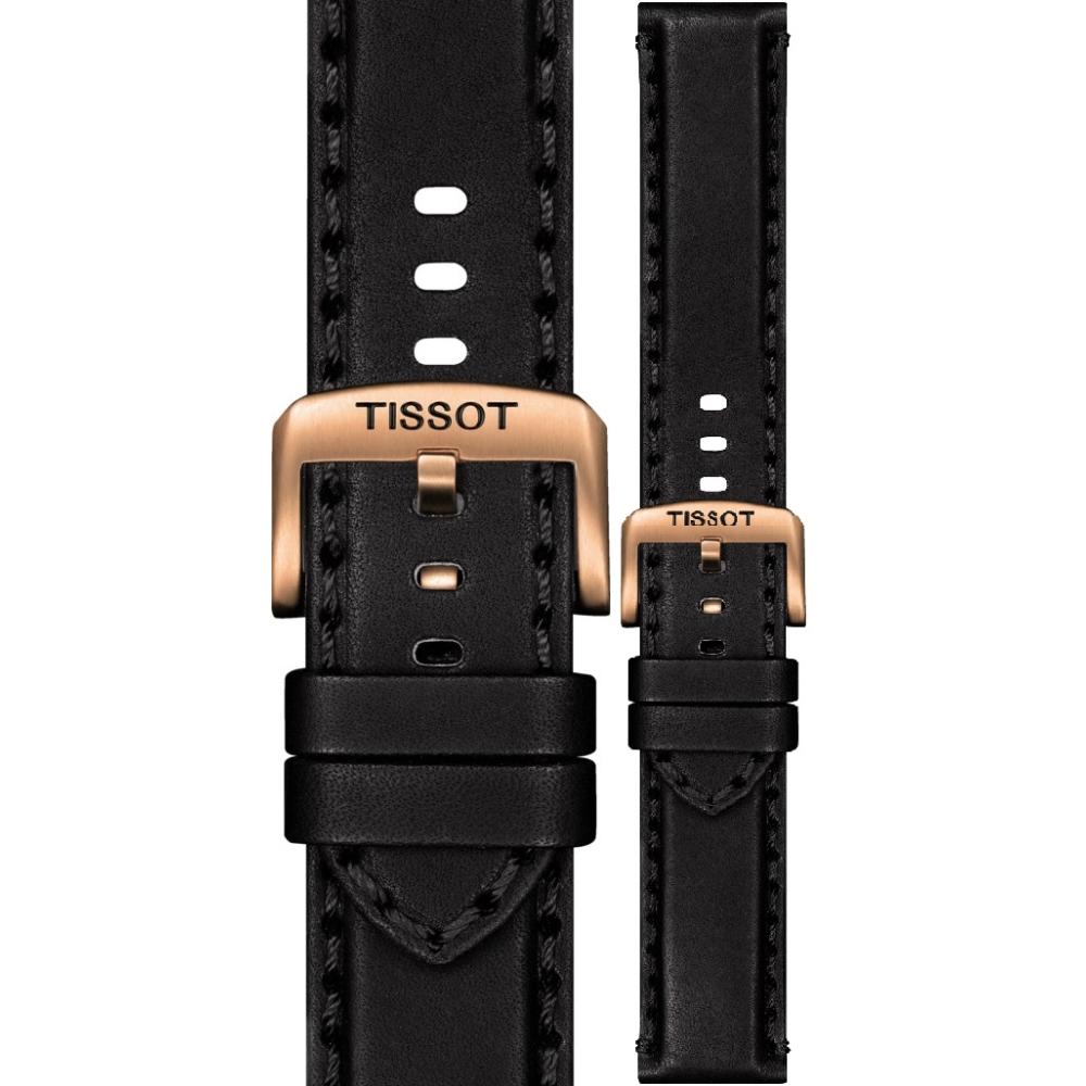 TISSOT Official 22mm Black Leather Strap Rose Gold Hardware T600044986