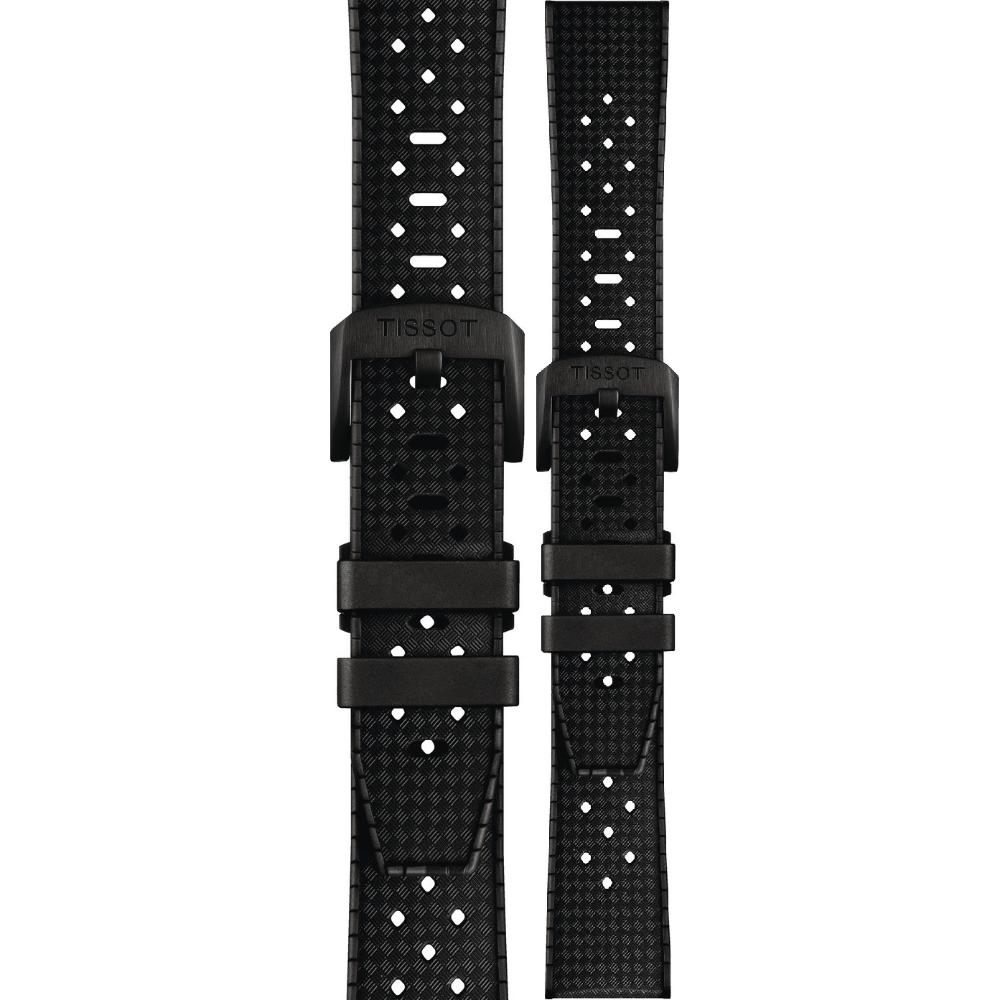 TISSOT Official Seastar GMT 20-18mm Black Rubber Strap with Black Hardware T603049462