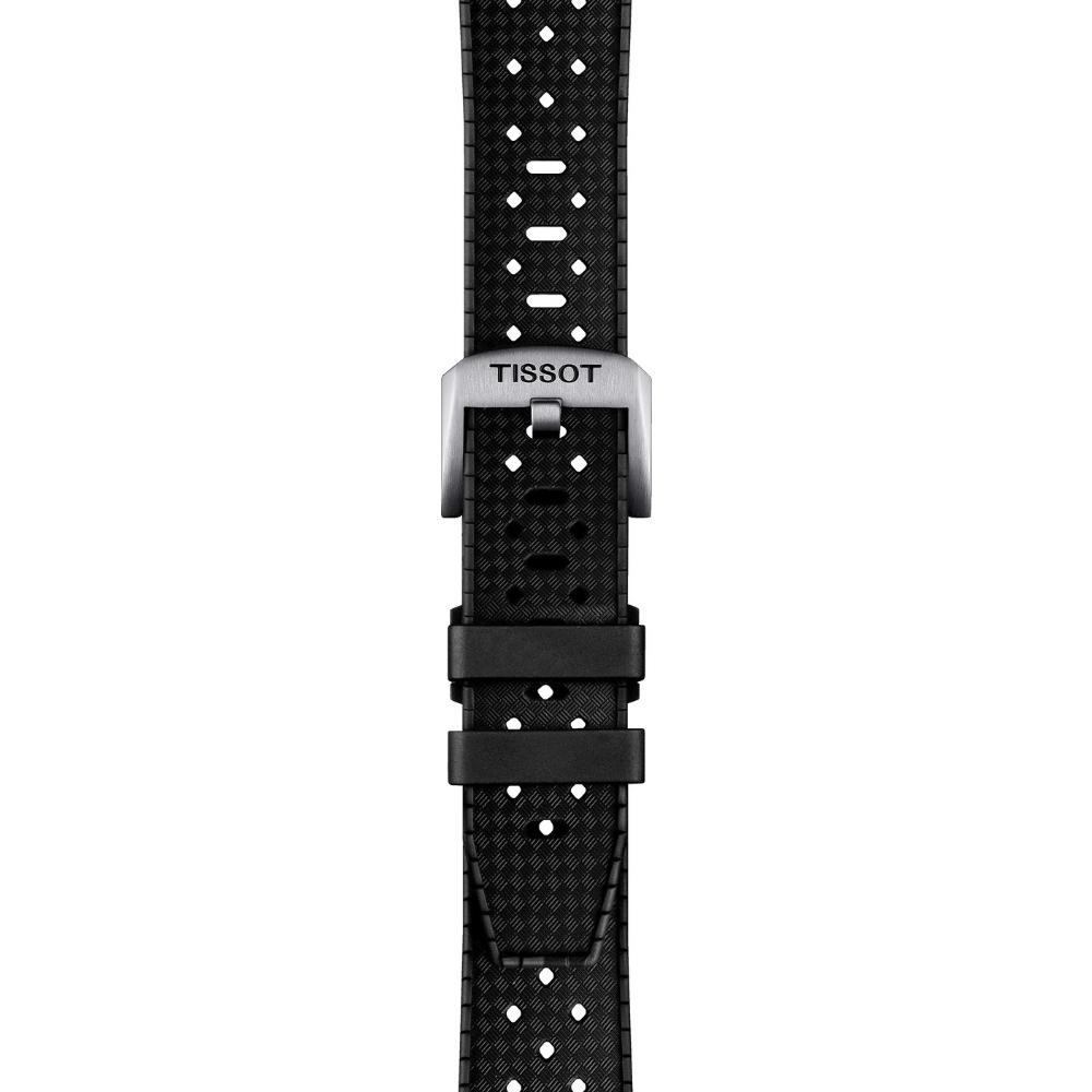 TISSOT Official Seastar GMT 20-18mm Black Rubber Strap with Silver Hardware T603049628