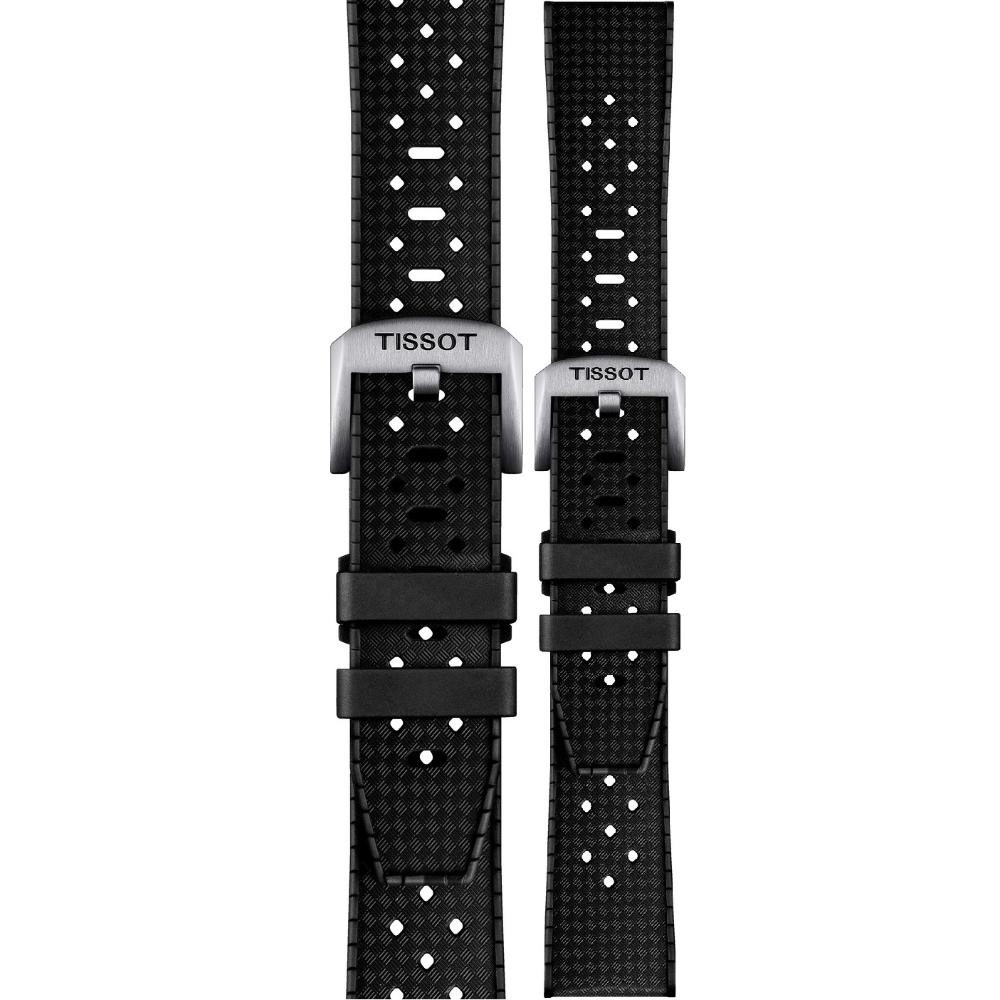 TISSOT Official Seastar GMT 20-18mm Black Rubber Strap with Silver Hardware T603049628