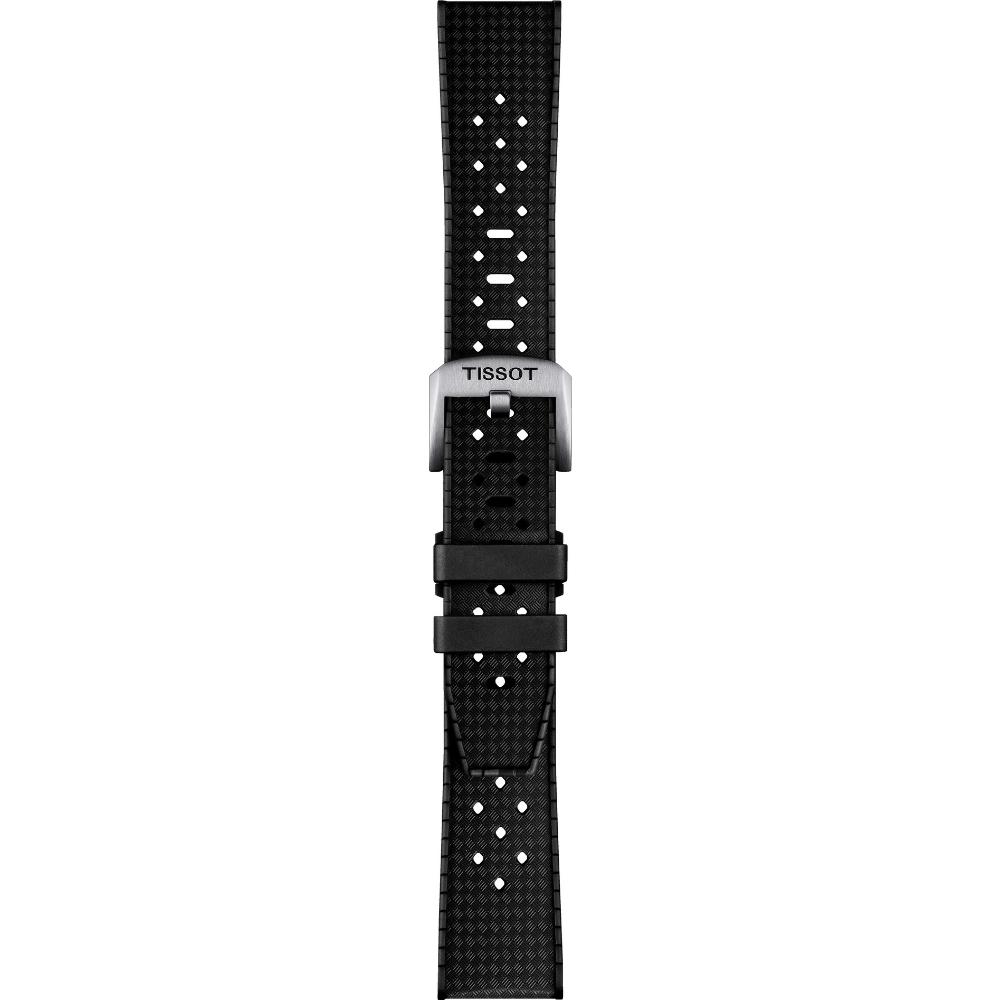 TISSOT Official Seastar GMT 20-18mm Black Rubber Strap with Silver Hardware T603049628