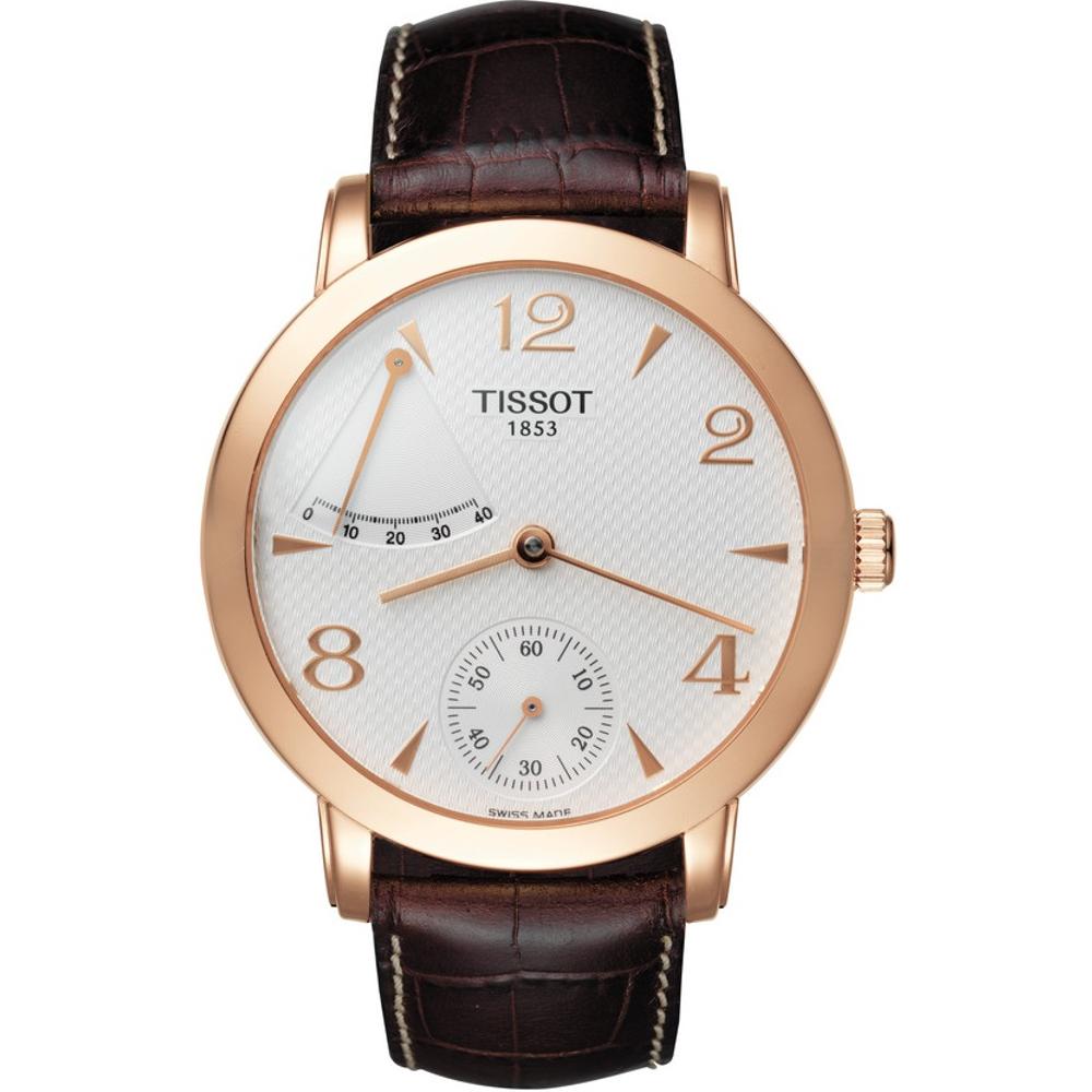 TISSOT Sculpture Power Reserve Three Hands 42.5mm Mechanical Rose Gold K18 Brown Leather Strap T71.8.461.34