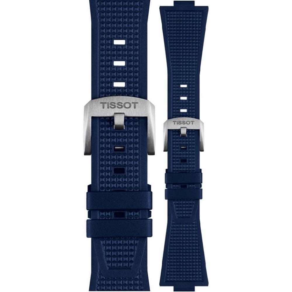 TISSOT Official PRX 40 Blue Rubber Strap Silver Hardware T852049050