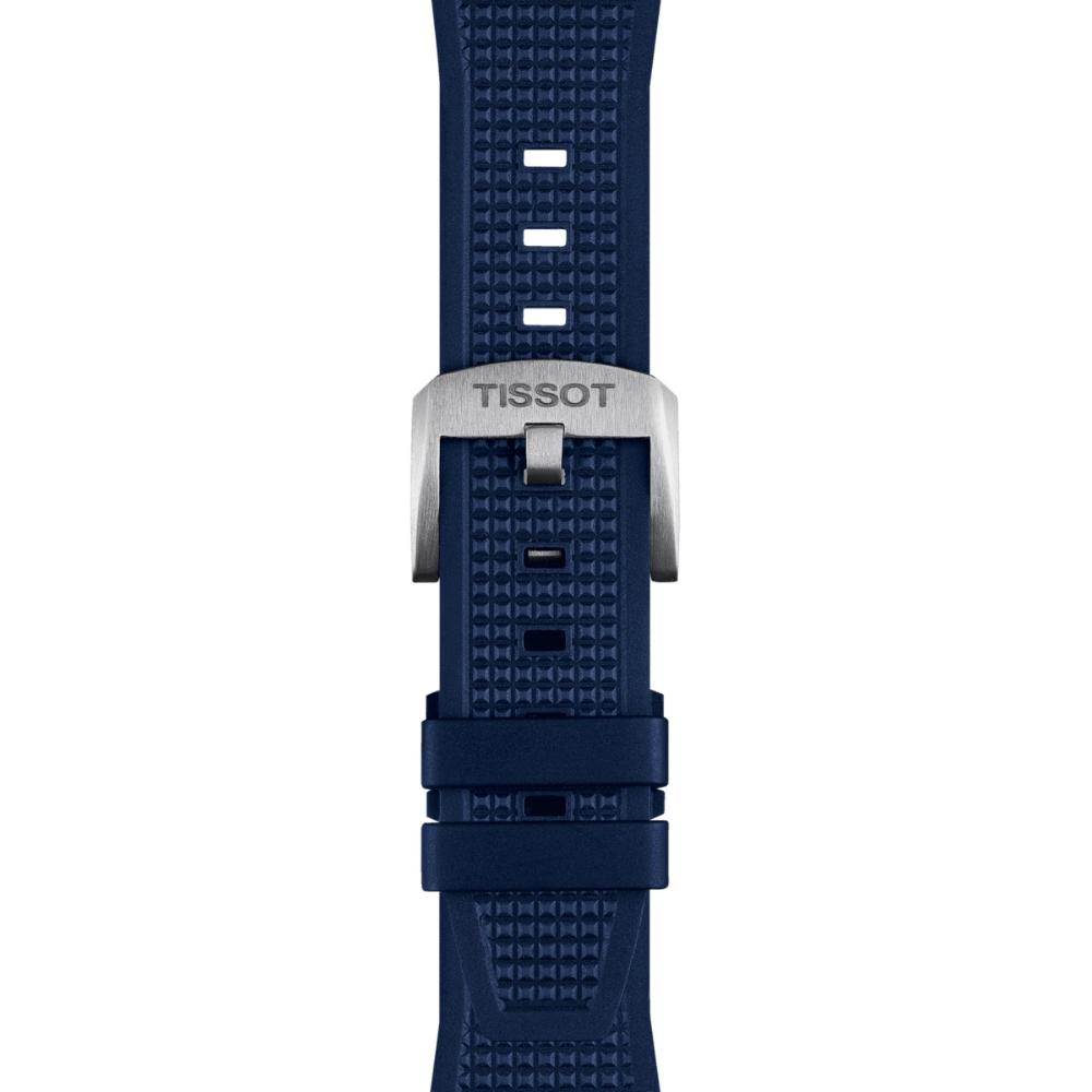 TISSOT Official PRX 40 Blue Rubber Strap Silver Hardware T852049050