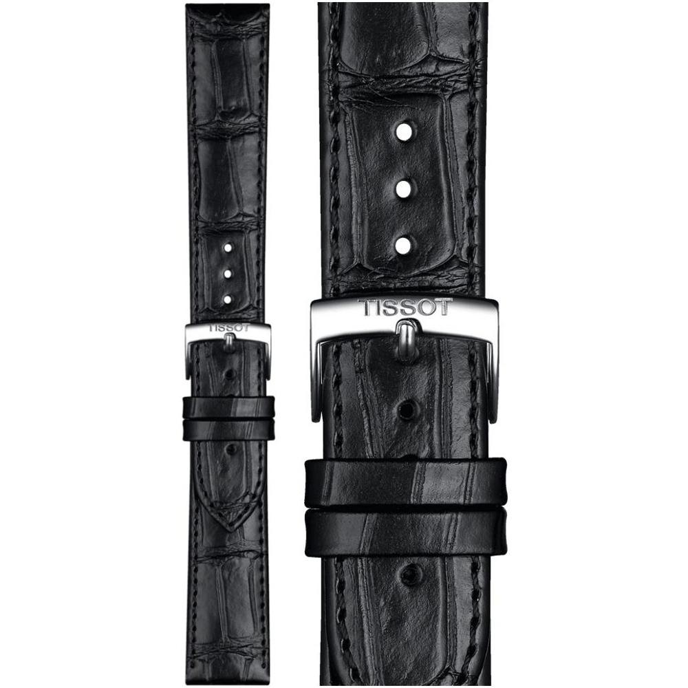 TISSOT Official 20-18mm Black Leather Strap Silver Hardware T852043012