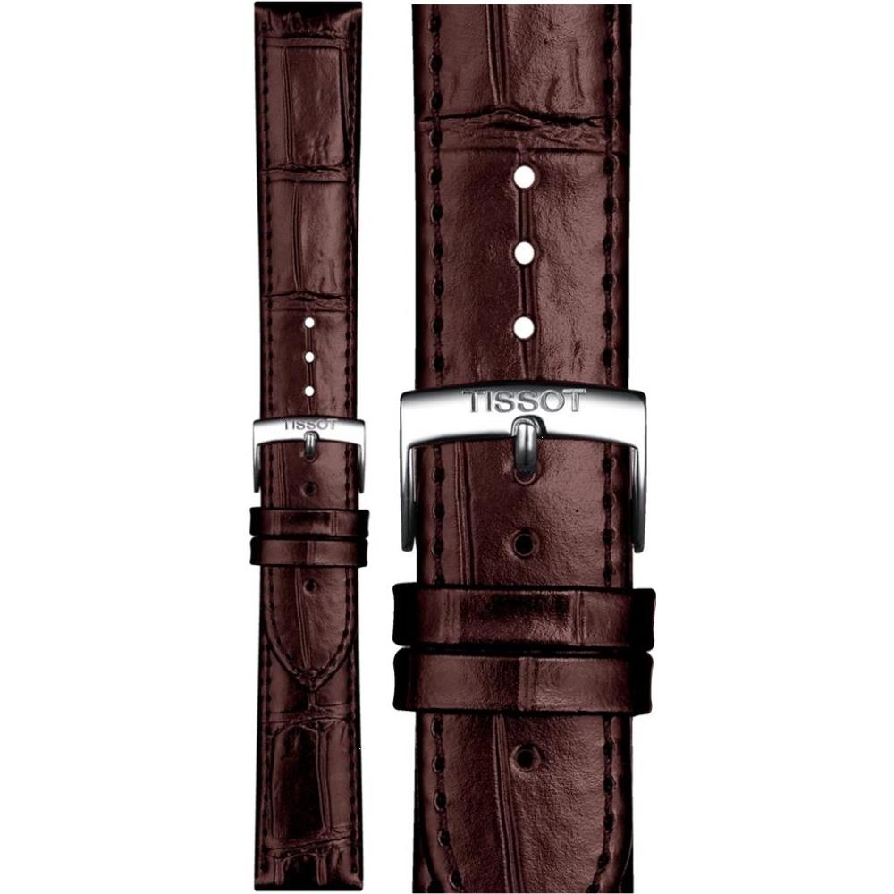TISSOT Official 20-18mm Brown Leather Strap Silver Hardware T852043013
