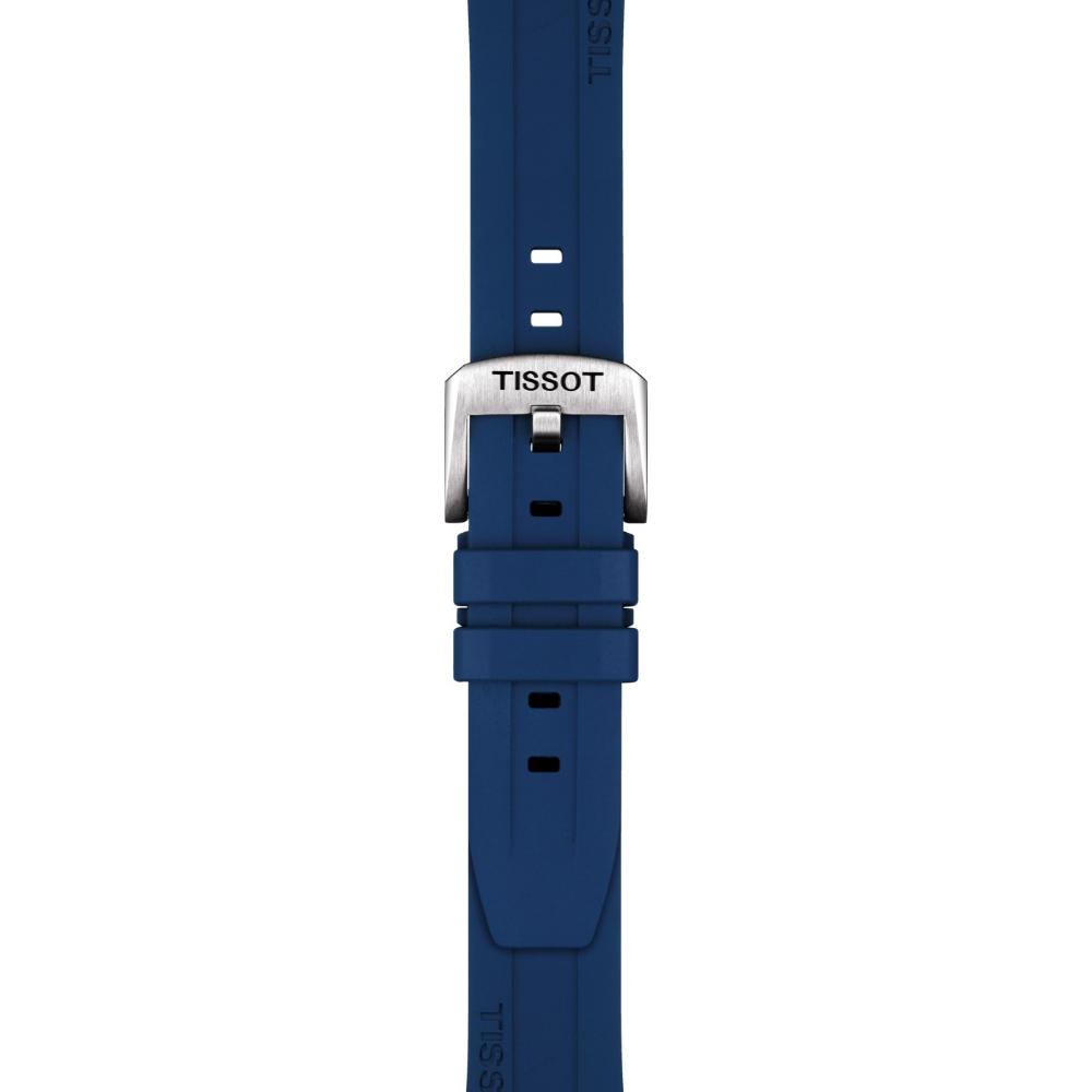 TISSOT Official 20-17mm Blue Rubber Strap With Silver Hardware T852044837