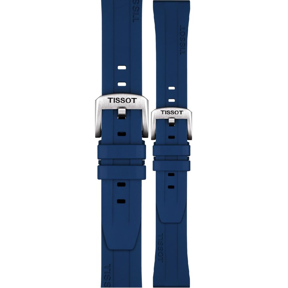 TISSOT Official 20-17mm Blue Rubber Strap With Silver Hardware T852044837