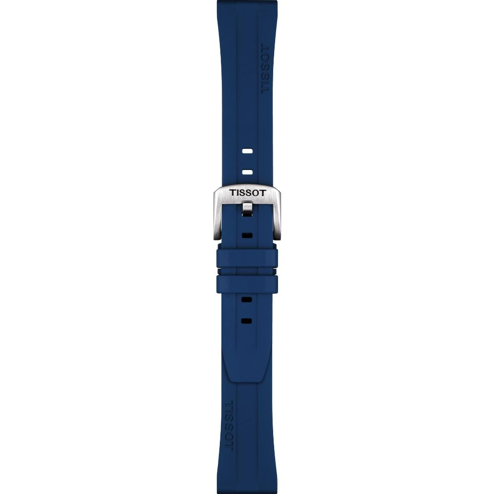 TISSOT Official 20-17mm Blue Rubber Strap With Silver Hardware T852044837