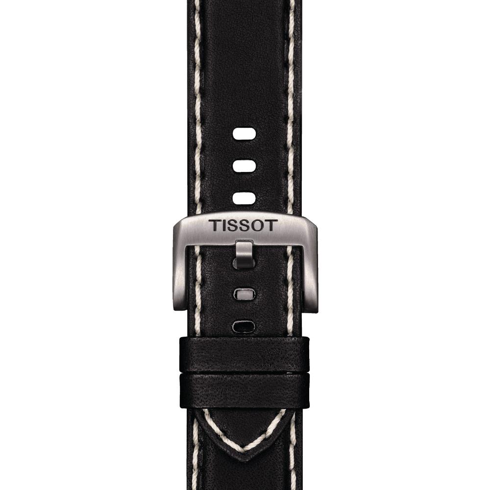 TISSOT Official 22mm Black Leather Strap Silver Hardware T852044982