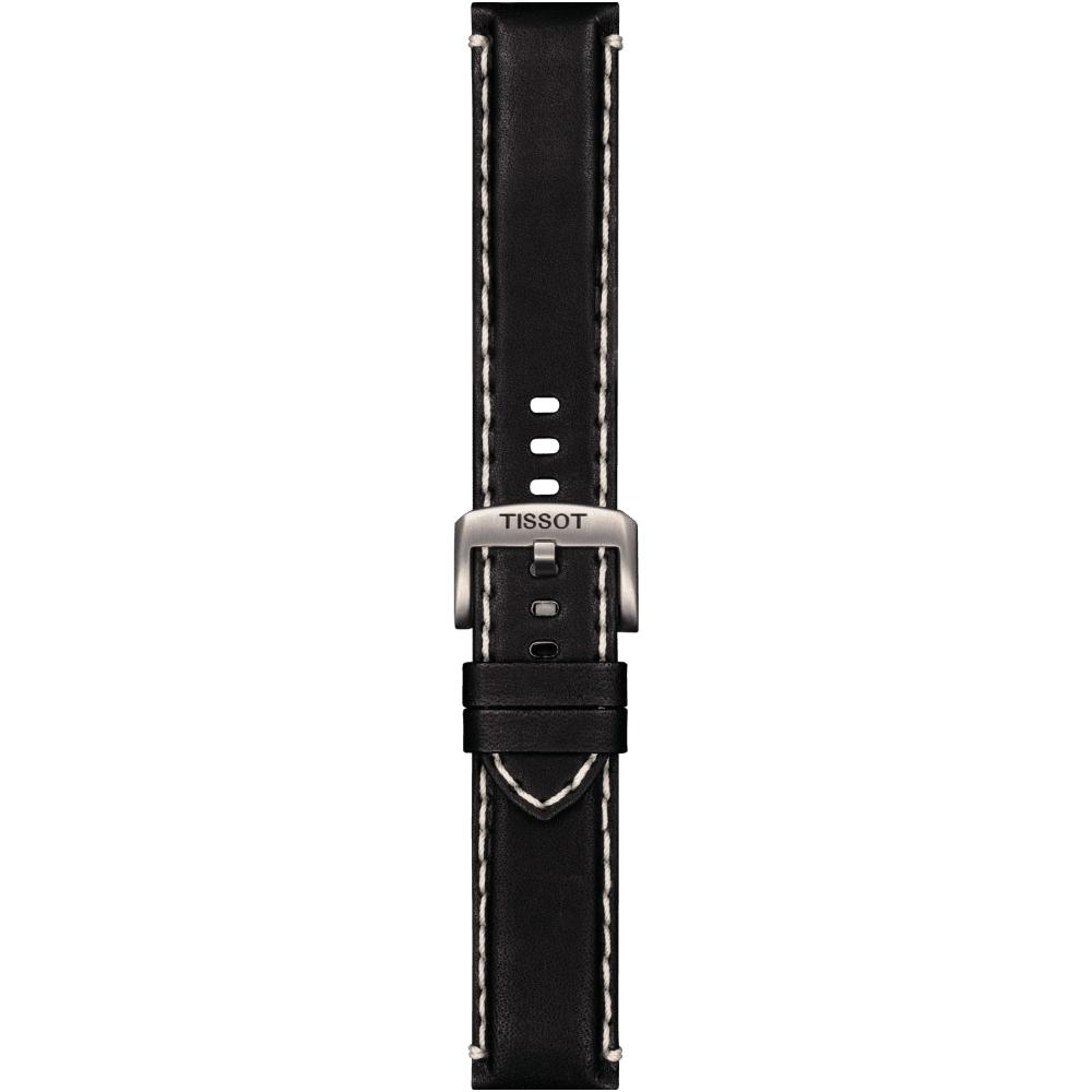 TISSOT Official 22mm Black Leather Strap Silver Hardware T852044982