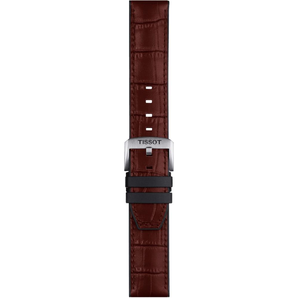 TISSOT Official 22mm Brown Leather & Rubber Parts Strap T852046767