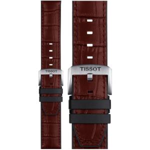 TISSOT Official 22mm Brown Leather & Rubber Parts Strap T852046767 - 11308
