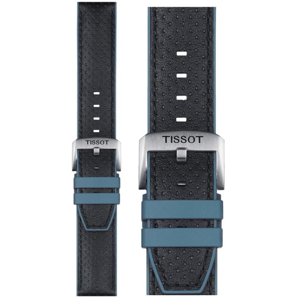 TISSOT Official 22mm Blue Leather & Rubber Parts Strap T852046785