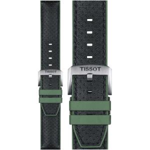 TISSOT Official 22mm Green Leather & Rubber Parts Strap Silver Hardware T852046787 - 11445