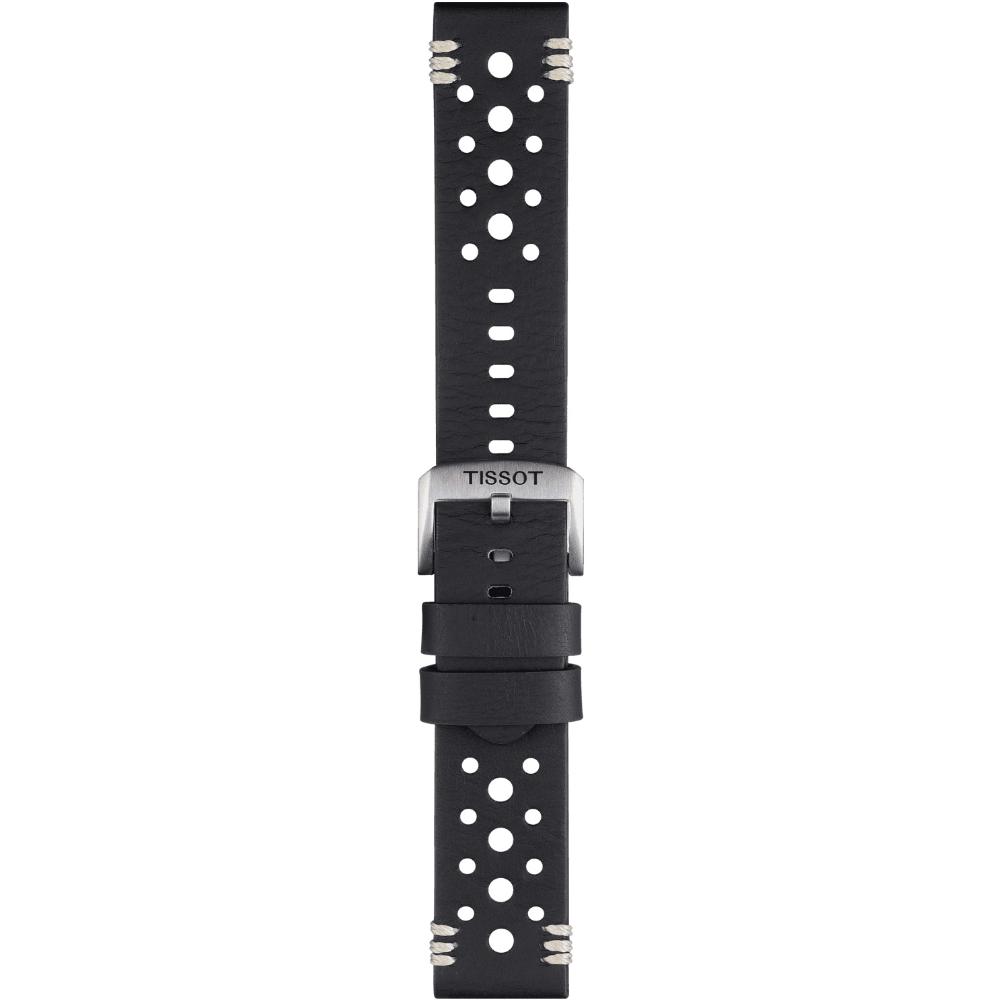 TISSOT Official 22mm Black Leather Strap Silver Hardware T852046810