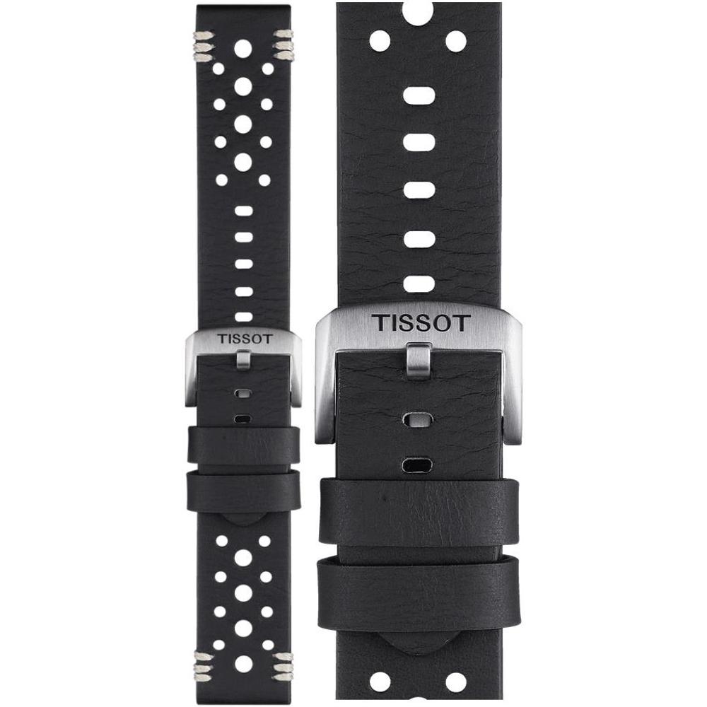 TISSOT Official 22mm Black Leather Strap Silver Hardware T852046810