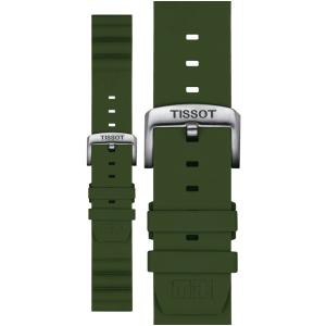 TISSOT Official 22mm Olive Green Silicone Strap Silver Hardware T852047177 - 19938