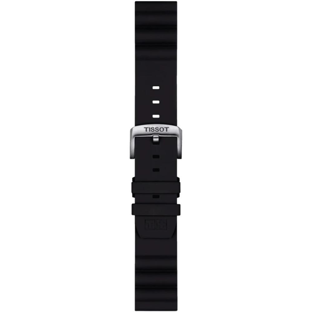 TISSOT Official 22mm Black Silicone Strap Silver Hardware T852047179