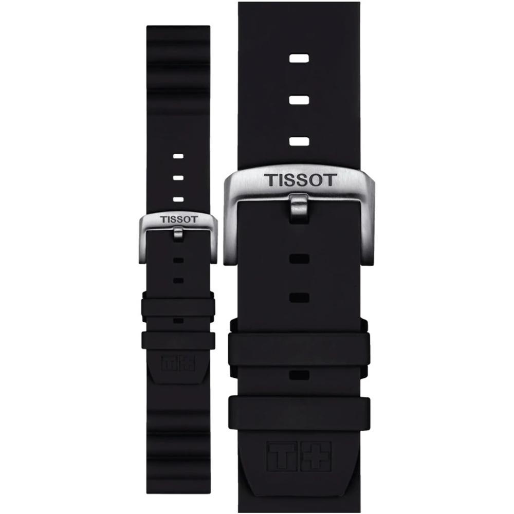 TISSOT Official 22mm Black Silicone Strap Silver Hardware T852047179