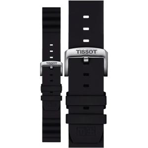 TISSOT Official 22mm Black Silicone Strap Silver Hardware T852047179 - 19948