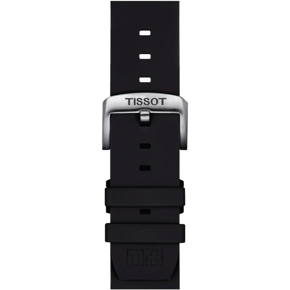 TISSOT Official 22mm Black Silicone Strap Silver Hardware T852047179