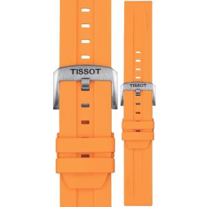 TISSOT Official 22mm Orange Silicone Strap Silver Hardware T852047918 - 23285