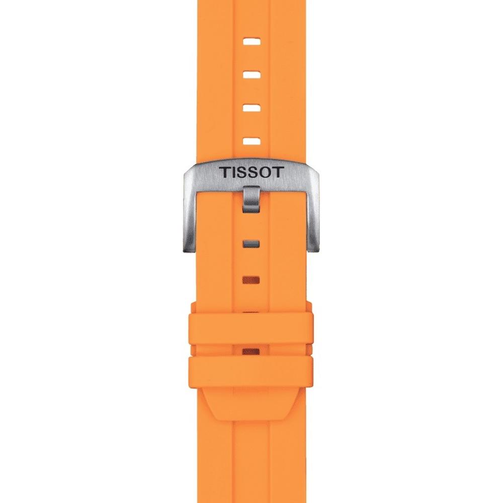 TISSOT Official 22mm Orange Silicone Strap Silver Hardware T852047918