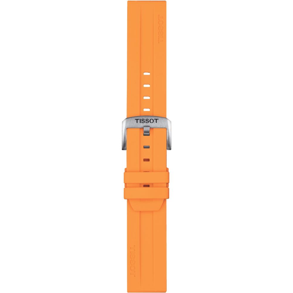 TISSOT Official 22mm Orange Silicone Strap Silver Hardware T852047918