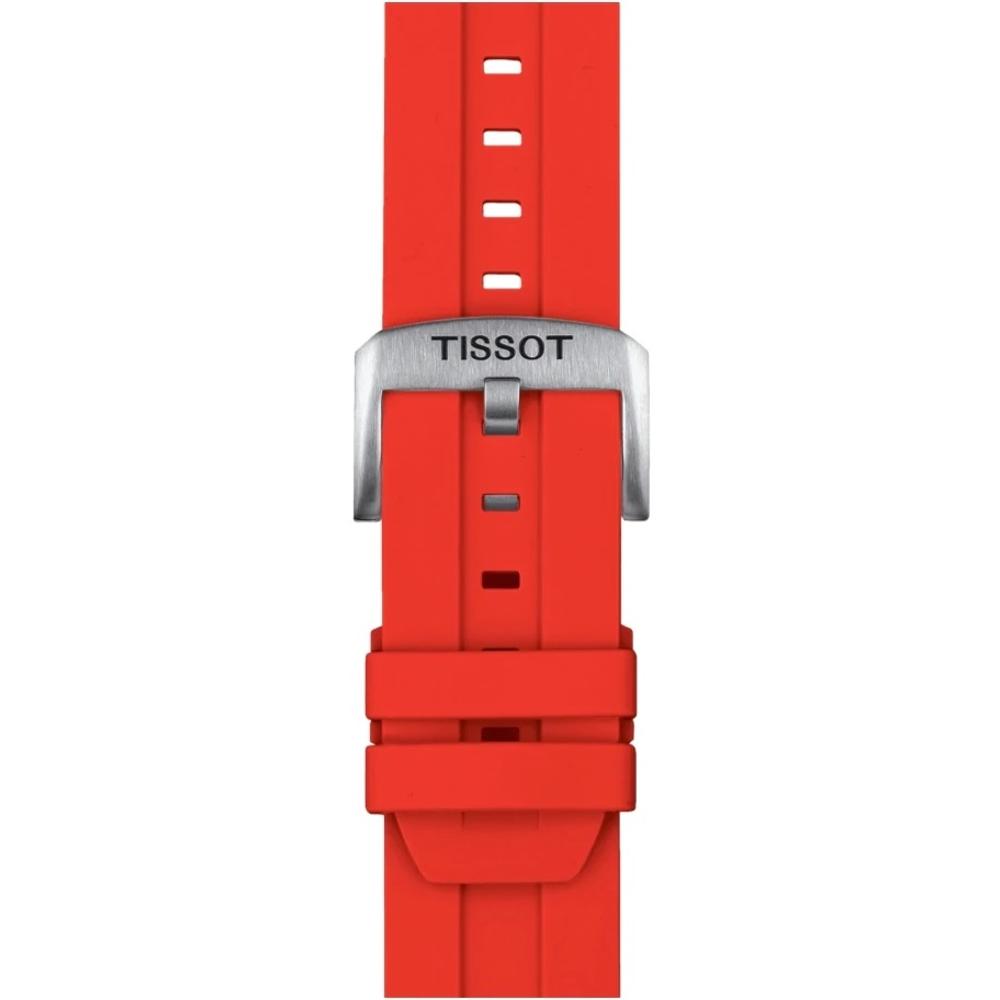 TISSOT Official 22mm Red Silicone Strap Silver Hardware T852047920