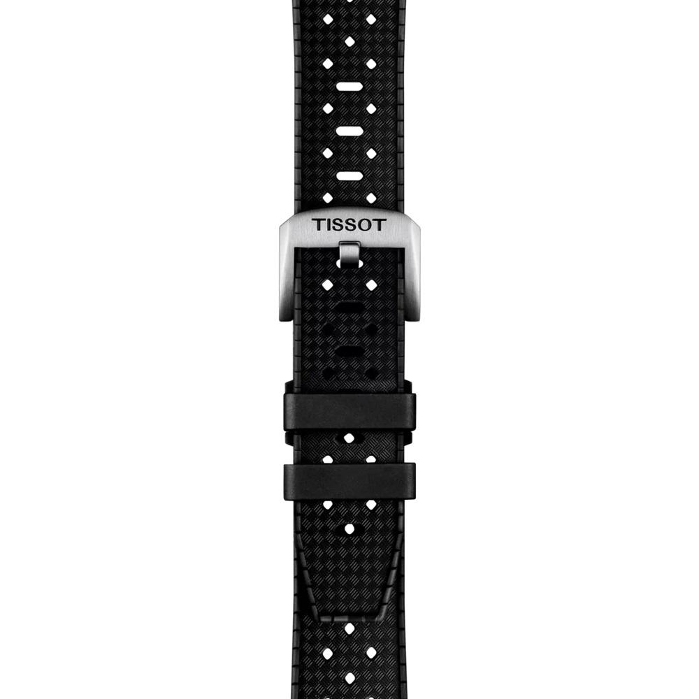 TISSOT Official 20-18mm Black Rubber Strap With Silver Hardware T852049628