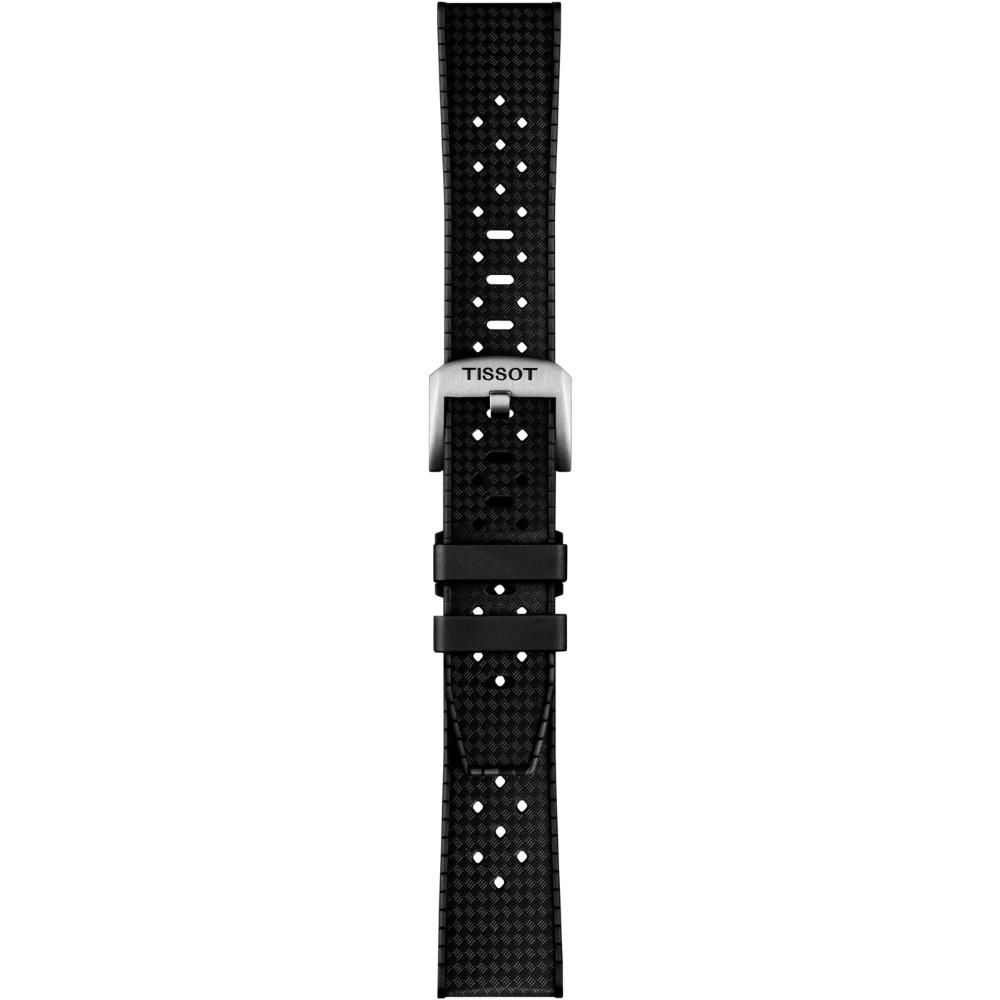 TISSOT Official 20-18mm Black Rubber Strap With Silver Hardware T852049628