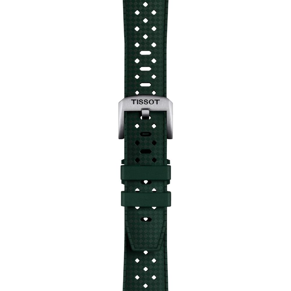 TISSOT Official 20-18mm Green Rubber Strap With Silver Hardware T852049961