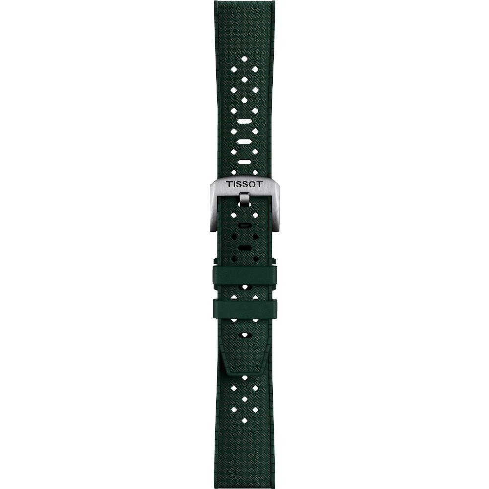 TISSOT Official 20-18mm Green Rubber Strap With Silver Hardware T852049961